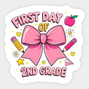 First Day of 2nd Grade Teacher Girl Coquette Bow Back to School Sticker
